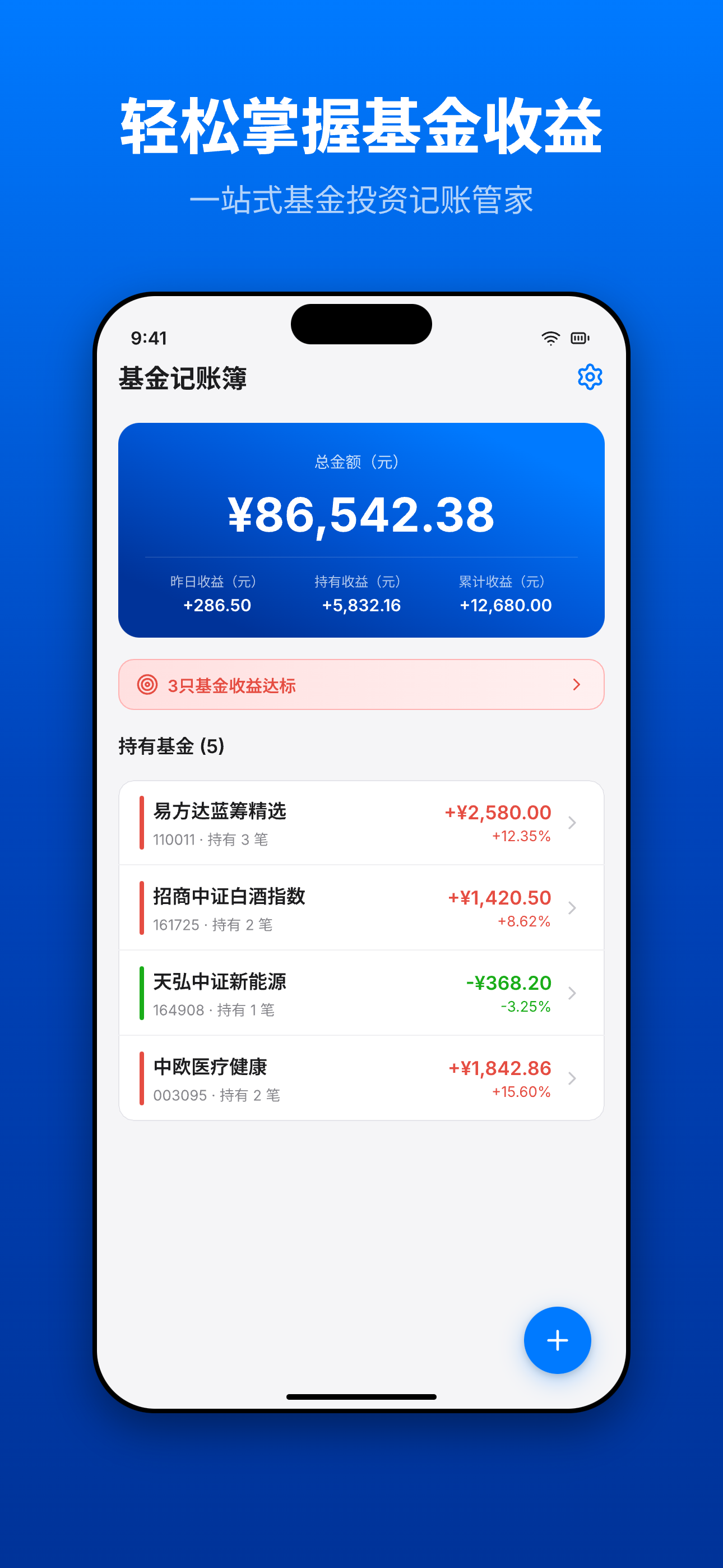 基金记账簿首页